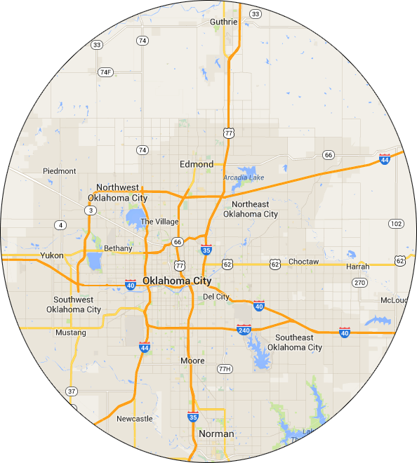 Edmond and OKC Appliance and TV Repair Service Area Map
